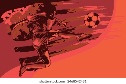 vector illustration of soccer player with american flag