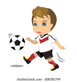 Vector illustration Soccer player, boy playing football isolated on white background