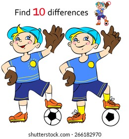 Vector illustration Soccer player find differences