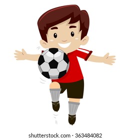 Vector Illustration of a Soccer Player Kick a Soccer Ball
