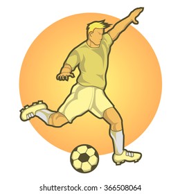 Vector Illustration Of Soccer Player Kick