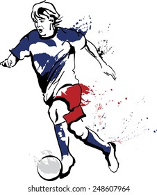 vector illustration of soccer player kicking soccer ball