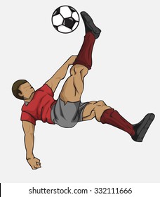 Vector illustration Soccer player kicking the ball