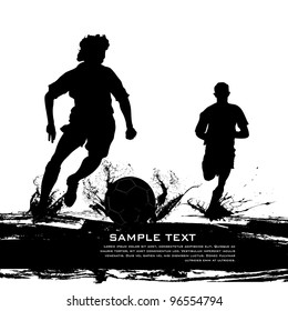 vector illustration of soccer player on grungy abstract background