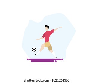 Ilustración vectorial de un jugador de fútbol listo para patear la pelota, puedes editarla según tus deseos más tarde