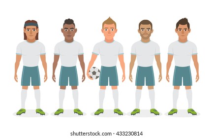 Vector illustration of soccer players team group isolated on white background