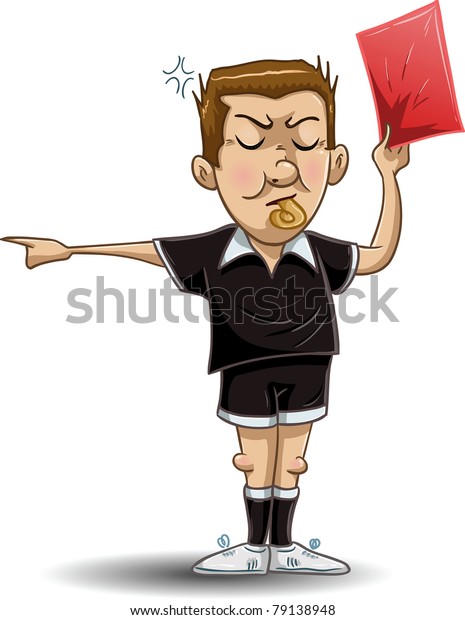 Vector Illustration Soccer Referee Whistles Holds Stock Vector (Royalty ...