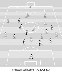 
Vector illustration of Soccer situation in flat design.