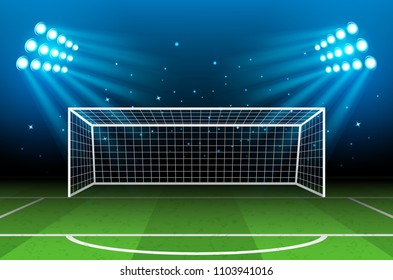 Vector Illustration Of Soccer Stadium. Football Arena