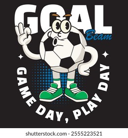 Vector Illustration of Soccer's Ball Mascot with Retro Mascot Illustration Available for Tshirt Design