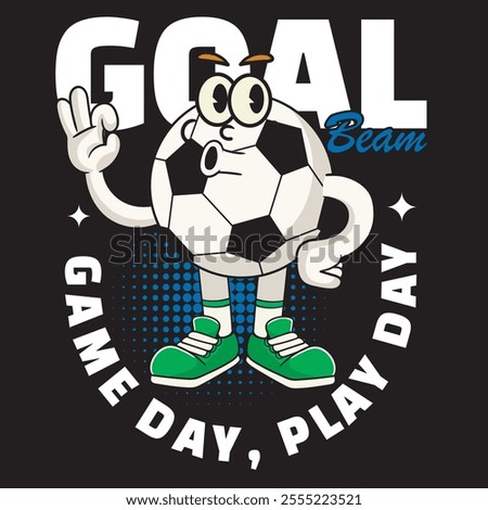 Vector Illustration of Soccer's Ball Mascot with Retro Mascot Illustration Available for Tshirt Design