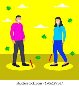 Vector illustration of social distancing