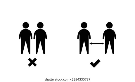 Vector illustration Social distancing caution message to prevent COVID 19. eps background.