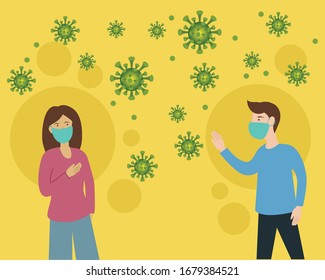 Vector illustration of social distancing corona virus. Social distancing covid-19 outbreak.