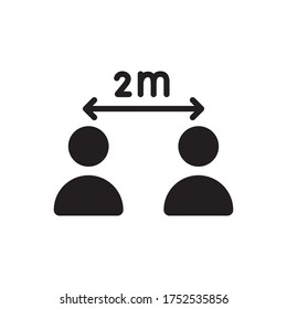 Vector illustration social distancing icon or logo black color with line design style