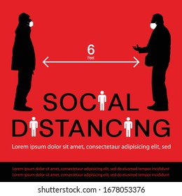 Vektorillustration-Illustration für Social Diststancing zum Schutz von Coronavirus oder Covid-19 Ausbruch-Konzept-Banner 