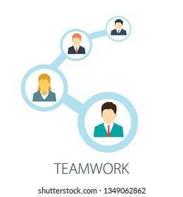 Vector illustration of social group & team - cooperation concept "teamwork" together and communication icon