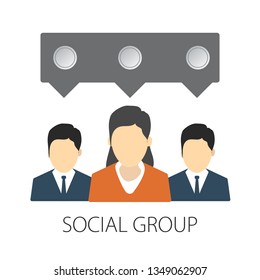 Vector illustration of social group & team - media concept "social group" teamwork and communication icon
