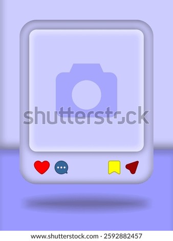 Vector illustration of a social media application user interface (UI) with a modern design and pastel purple color scheme. Featuring heart, comment, bookmark, and notification icons, perfect for datin