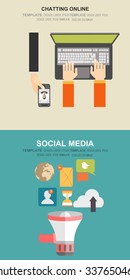 Vector illustration. Social media, chatting. Global communication. Concepts for web banner and printed materials.