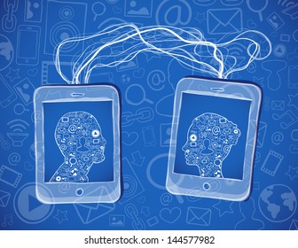 Vector illustration of social media communication with icons