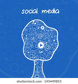 Vector illustration of social media communication with icons