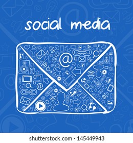 Vector illustration of social media communication with icons