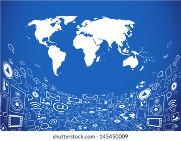 Vector illustration of social media communication with icons