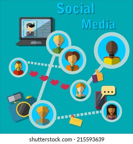 Vector Illustration of Social Media Concept for Design, Website, Background, Digital, Web. Infographic Template for communication idea for business