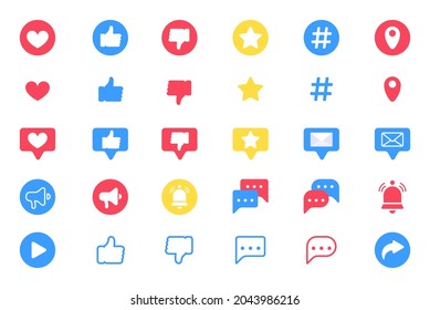 Ilustración vectorial de elementos de medios sociales. Iconos para las redes sociales. 