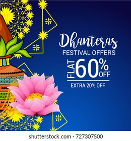 Vector illustration of a Social Media Header Background for Happy Dhanteras Festival.