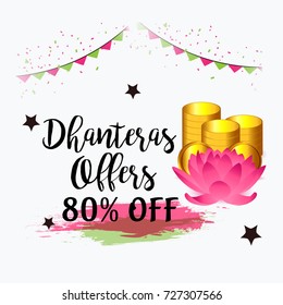 Vector illustration of a Social Media Header Background for Happy Dhanteras Festival.