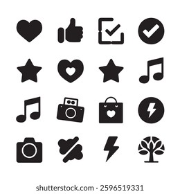 A vector illustration of social media icons silhouettes on a white background. The icons are arranged in a 3x3 grid.