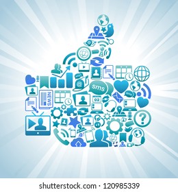 Vector Illustration of Social Media like button with thumbs up. transparencies