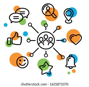 Vector illustration of social media, social network icons