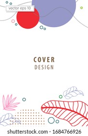 Vector illustration Social media Post and Story Templates. Tropical leaves warm color