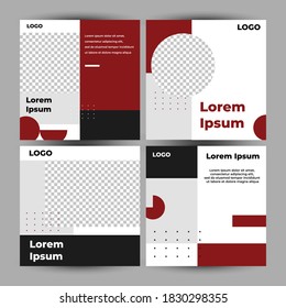 vector illustration of social media post template with duo tone red color. good for any project, advertising and promotion.