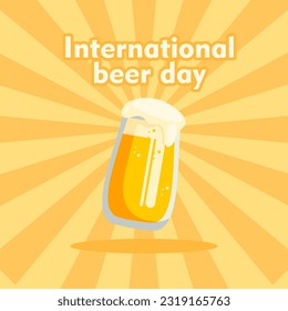 vector illustration social media post template for international beer day with vector beer