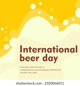 vector illustration social media post template for international beer day yellow background