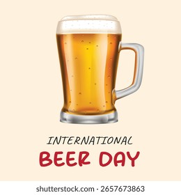 Vector illustration social media post template for international beer day.