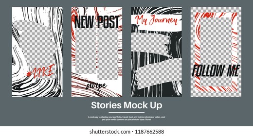 Vector Illustration of Social Media Stories Template for Design, Website, Banner. Photo Frame for Blog or Smartphone Story