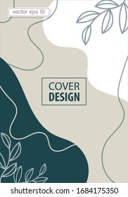 Vector illustration of social media story graphic. Background template with copy space for text and image designs with abstract colored shapes, line art, warm color tropical leaves