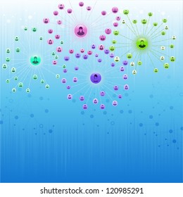 Vector Illustration of a social network as an abstract background.  no transparencies.