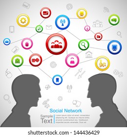 vector illustration of social network background with technology symbol