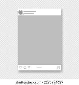 Vector illustration of a social network photo frame on a transparent background. Inspired by social resources. Vector illustration mockup.