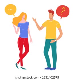 Vector illustration, social networks, flat style, news, chat, businessmen discuss social network dialogue speech bubbles