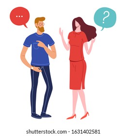 Vector illustration, social networks, flat style, news, chat, businessmen discuss social network dialogue speech bubbles