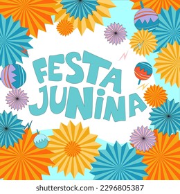 Vector illustration for social networks on a square background on the theme of the brazilian carnival festa junina