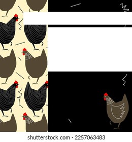 vector illustration for social networks with stylized hens and with place for text