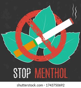 Vector illustration. Social problems of humanity. Stop  menthol cigarettes.